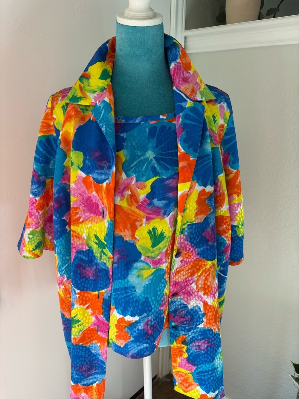 Vibrant colors fairy festival two-piece vintage 80’s/90’s boho resort, tropical